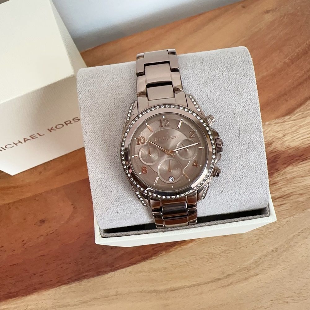 NWT Michael Kors Blair Chronograph Brown Stainless Steel Watch MK6764